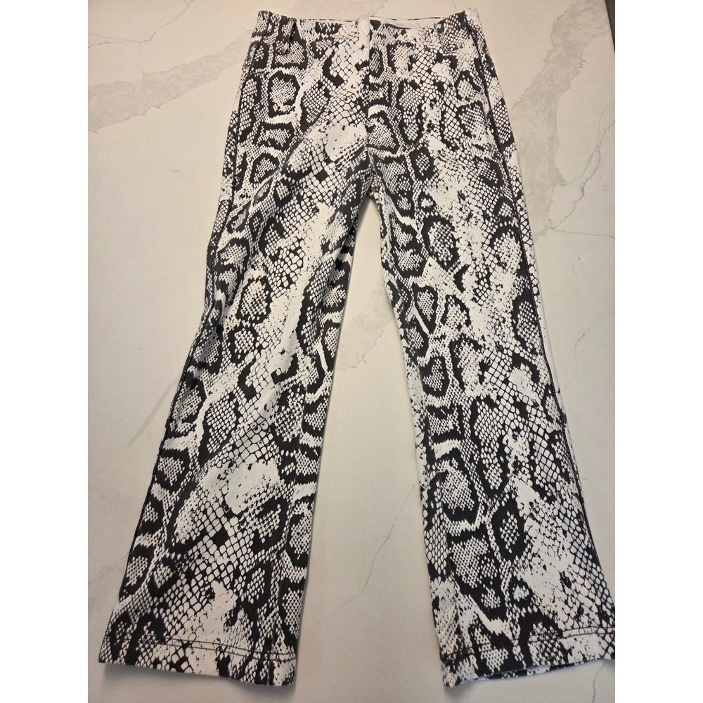 Lysse Snake Print Crop Pants Grey White Metallic Side Stripe Straight Leg 28 - Picture 5 of 10